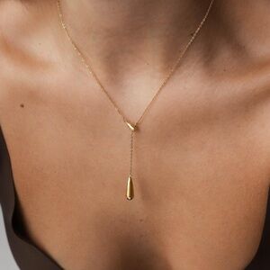 Veloura Gold Y Drop Necklace | Minimalist Dainty Layering Necklace